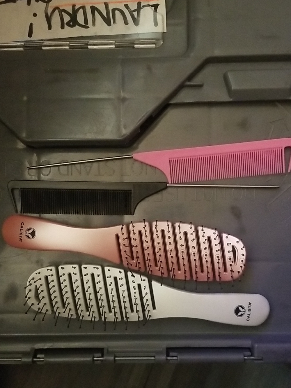 Calista Pink and White Vent Brush Set & Rat Tail Comb Set